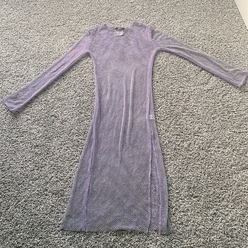 NWT LAVENDER MAXI MESH LONG SLEEVE DRESS